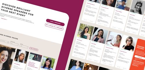 Two screenshots of pages from the Women Talk Design website