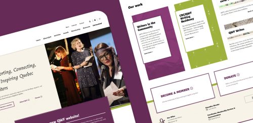Sections of the homepage of Quebec Writers' Federation website