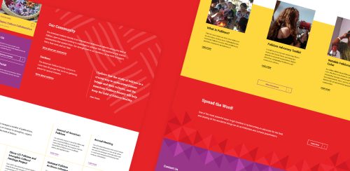 Partial screenshots of the American Folklore Society homepage design
