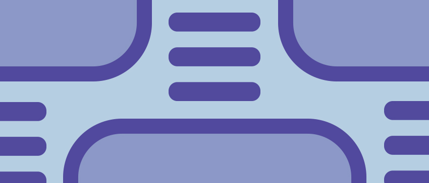 Illustrated elements of standard wireframes like lines of text and rectangles