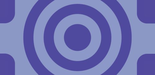 Purple geometric design featuring a bullseye in the middle