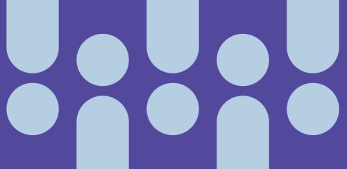 An abstract illustration in dark purple and light blue tones that signifies coming together