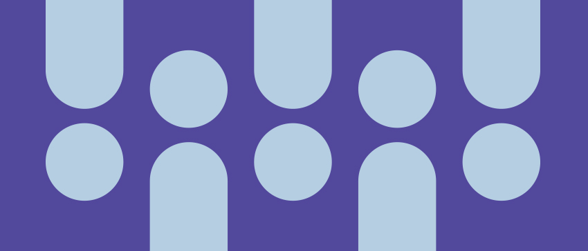 An abstract illustration in dark purple and light blue tones that signifies coming together