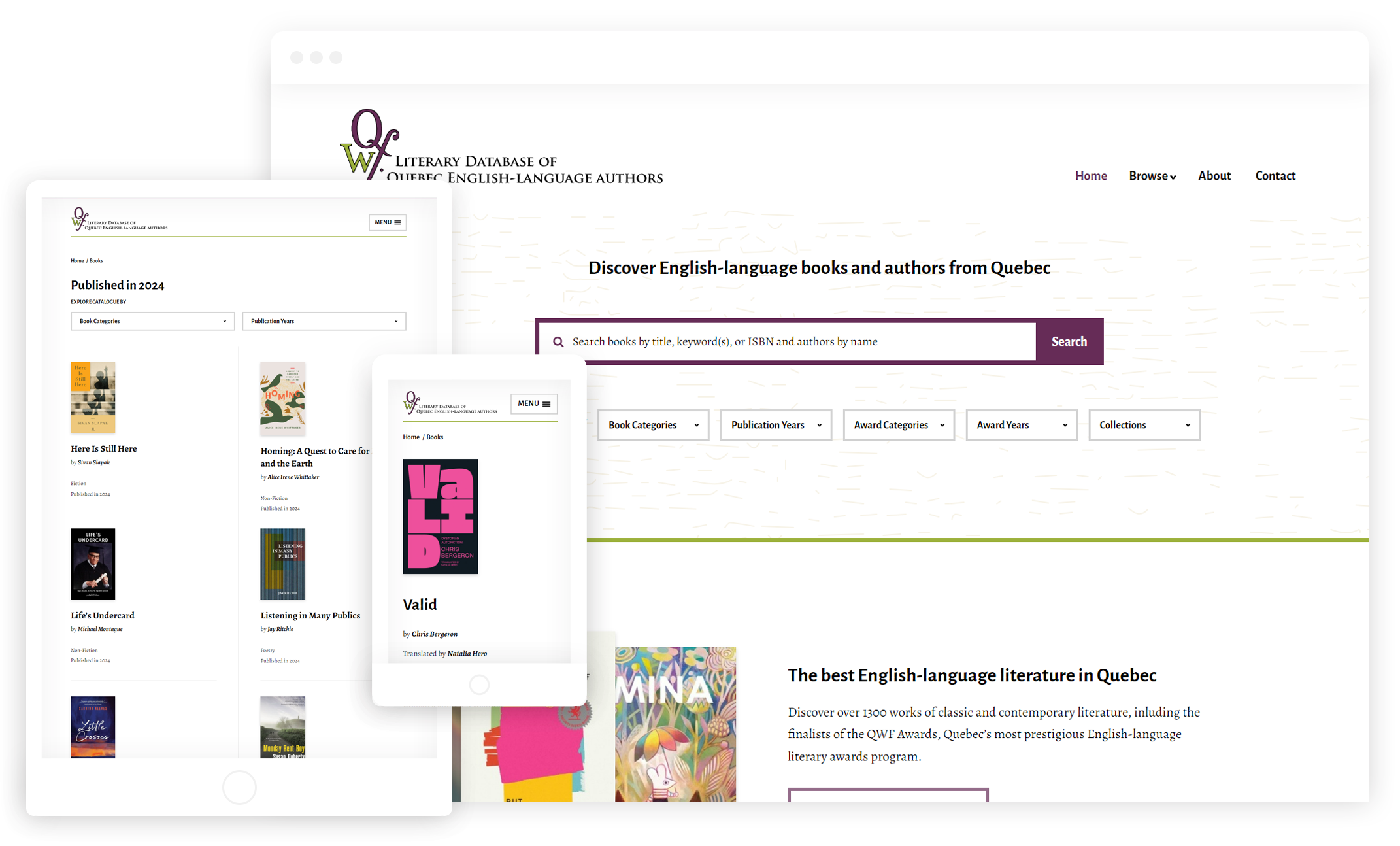 Composite of screenshots from the Literary Database website