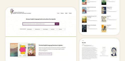 Collage of screenshots from the QWF literary database website