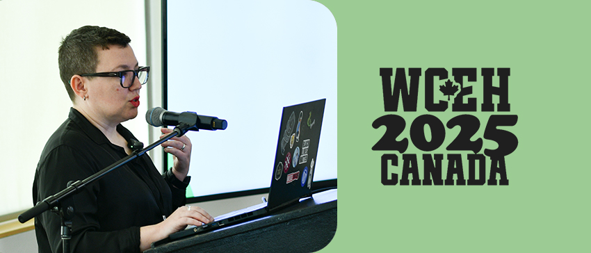 Photo of Sasha presenting their talk at WordCamp Canada 2025